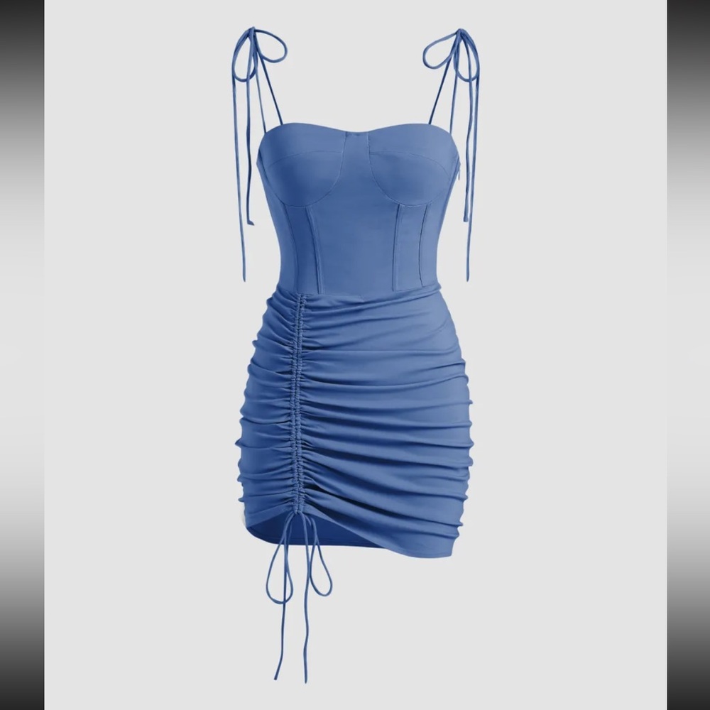 Cider L Blue Drawstring Mini Dress